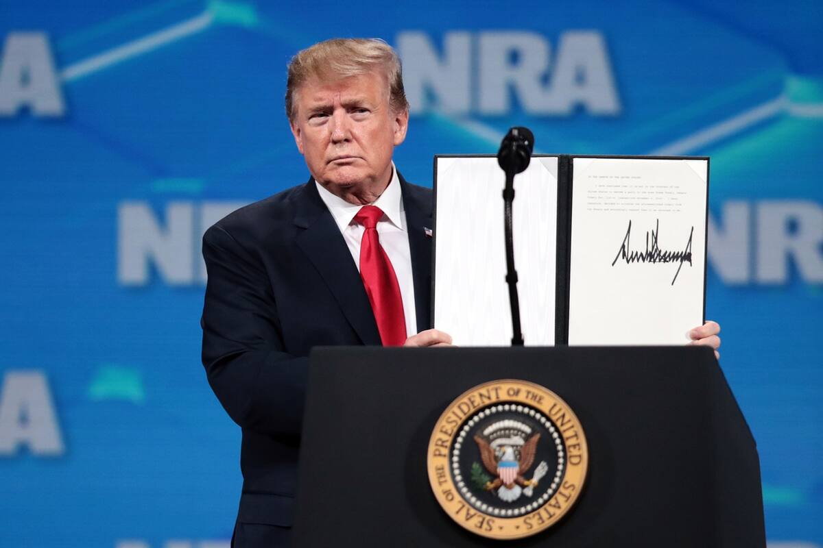 Trump, durante la convención de la NRA