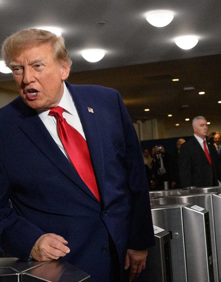 Trump habla con los medios al llegar a la sede de la ONU para la Asamblea General de la ONU