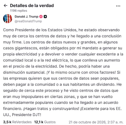 Trump habla de los centros de datos y las comunidades aledañas