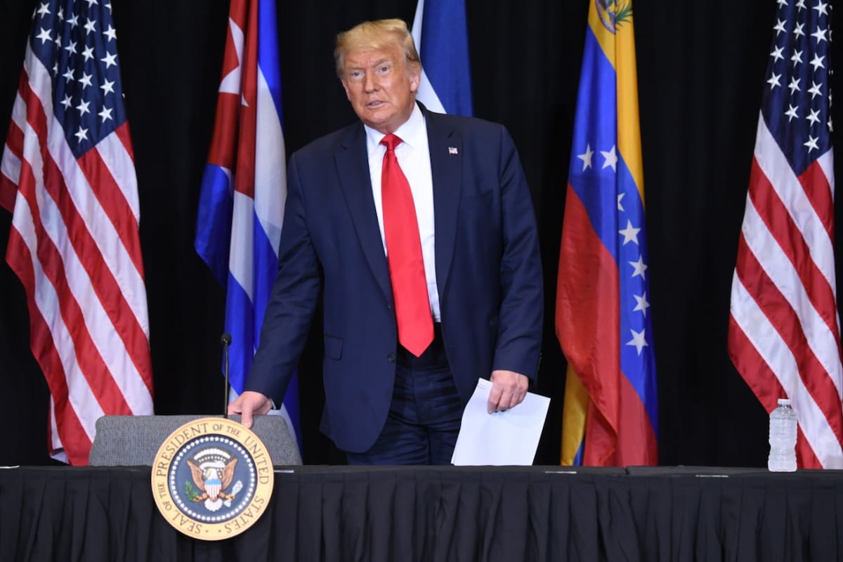 Trump participó hoy de una mesa redonda sobre el "Apoyo al pueblo de Venezuela" en el Centro de Adoración Iglesia Doral Jesús en Doral, Florida