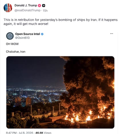 Trump publicó en Truth Social imágenes de los ataques en Irán