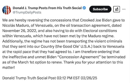 Trump rescindirá las licencias petroleras en Venezuela