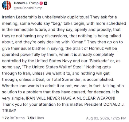 Trump tilda de "hipócritas" a los iraníes