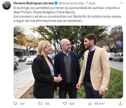 Tuit de Horacio Rodríguez Larreta