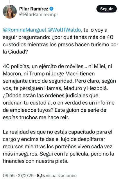 Tuit de Pilar Ramírez