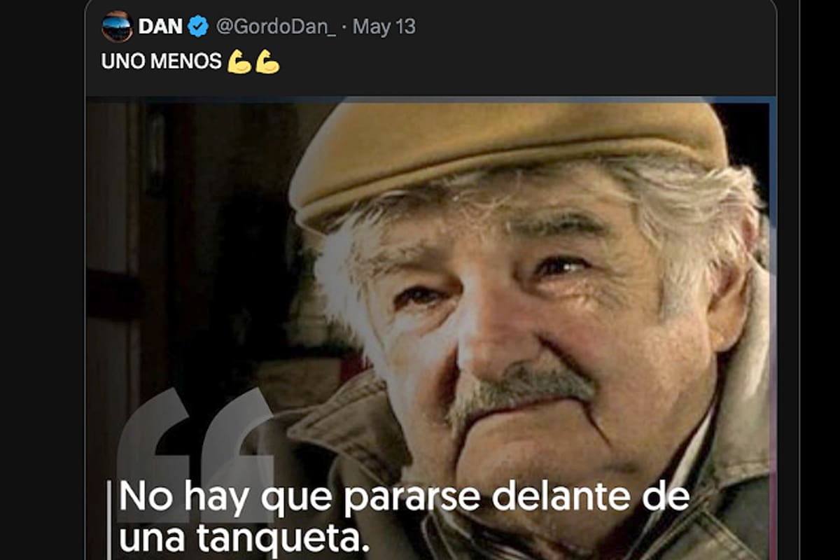 Tuit del Gordo Dan sobre Pepe Mujica