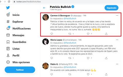 Tuits a los que les puso "me gusta" Patricia Bullrich