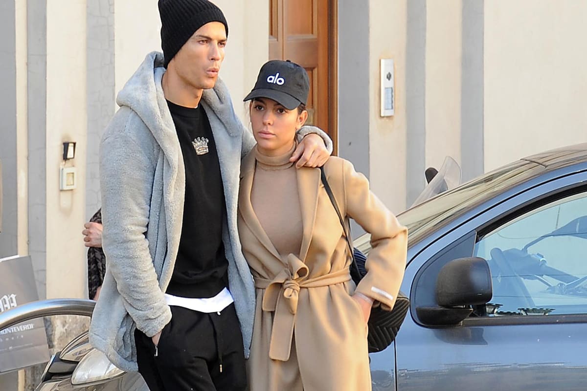 Turin, January 29, 2019. Cristiano Ronaldo and girl friend Georgina Rodriguez seen exiting the church Gran Madre di Dio from a side door. Then, they took a romantic stroll in town.