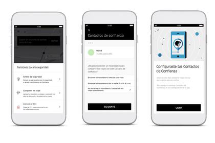 Uber actualizó su aplicación de viajes para que los usuarios puedan compartir la ubicación de su viaje con sus contactos de confianza