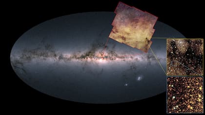 Ubicación del área observada por Euclid dentro de la Vía Láctea, una región con alta densidad de estrellas ideal para buscar exoplanetas