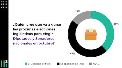 Un 48% cree que las elecciones legislativas nacionales las va a ganar la oposición de Milei