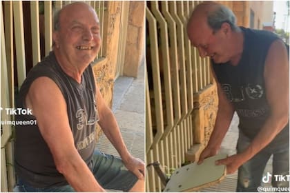 Un abuelo creó un práctico asiento en el frente de su casa y causó furor en TikTok