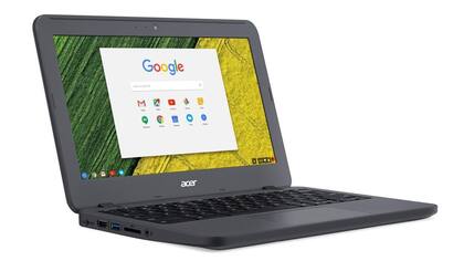 Un Acer Chromebook 11 N7, pensado para uso industrial, con una carcasa resistente a golpes, caídas y líquido, y un hardware con una pantalla de 11,6 pulgadas (1366 x 768 pixeles), 4 GB de RAM, un chip Celeron de doble núcleo, y 12 horas de autonomía. Su precio base es de 230 dólares en EE.UU.