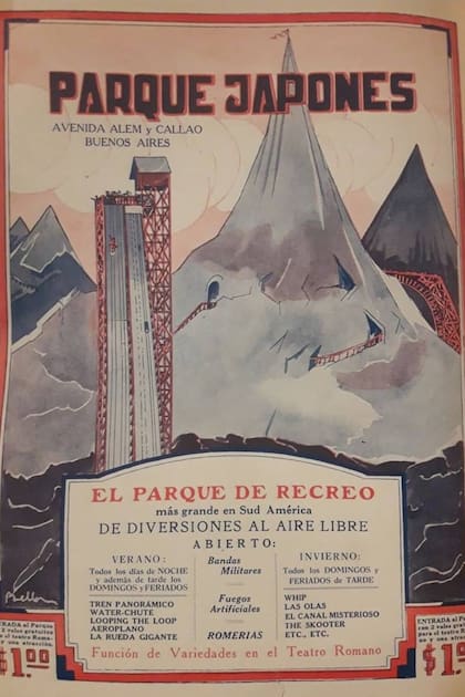 Un afiche promocional del Parque Japonés: "El más grande en Sud América"