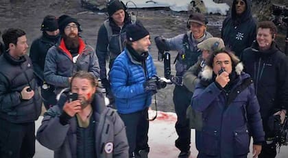 Un alto de la filmación del El Renacido en el sur fueguino.