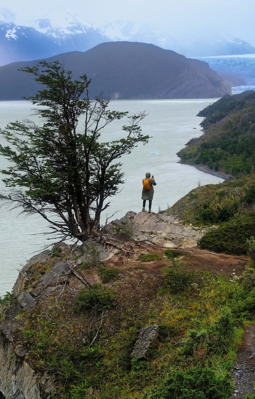 Un alto en el camino para contemplar el glaciar Grey