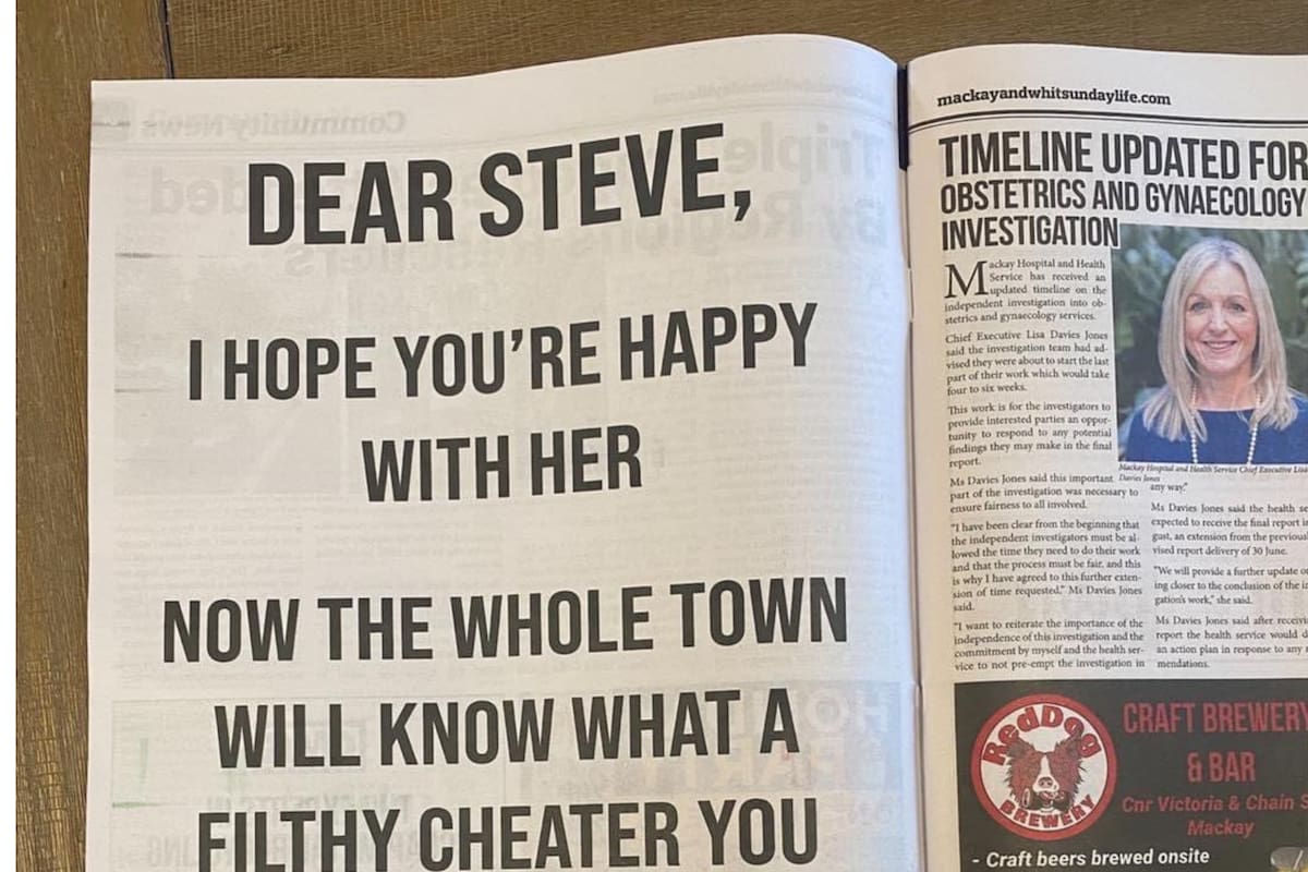 Un anuncio de un periódico australiano levantó una gran polémica en las redes sociales (Foto: TWITTER/@livgracecurran)