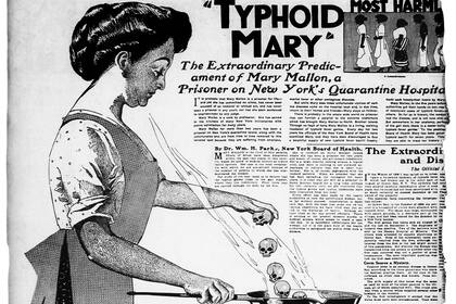 Un artículo periodístico de 1909 que relata la noticia de Mary Mallon (Mary Tifoidea), la cocinera super contagiadora