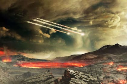 Un artista de la NASA imagina de esta forma cómo fue el bombardeo de meteoritos contra la Tierra antigua