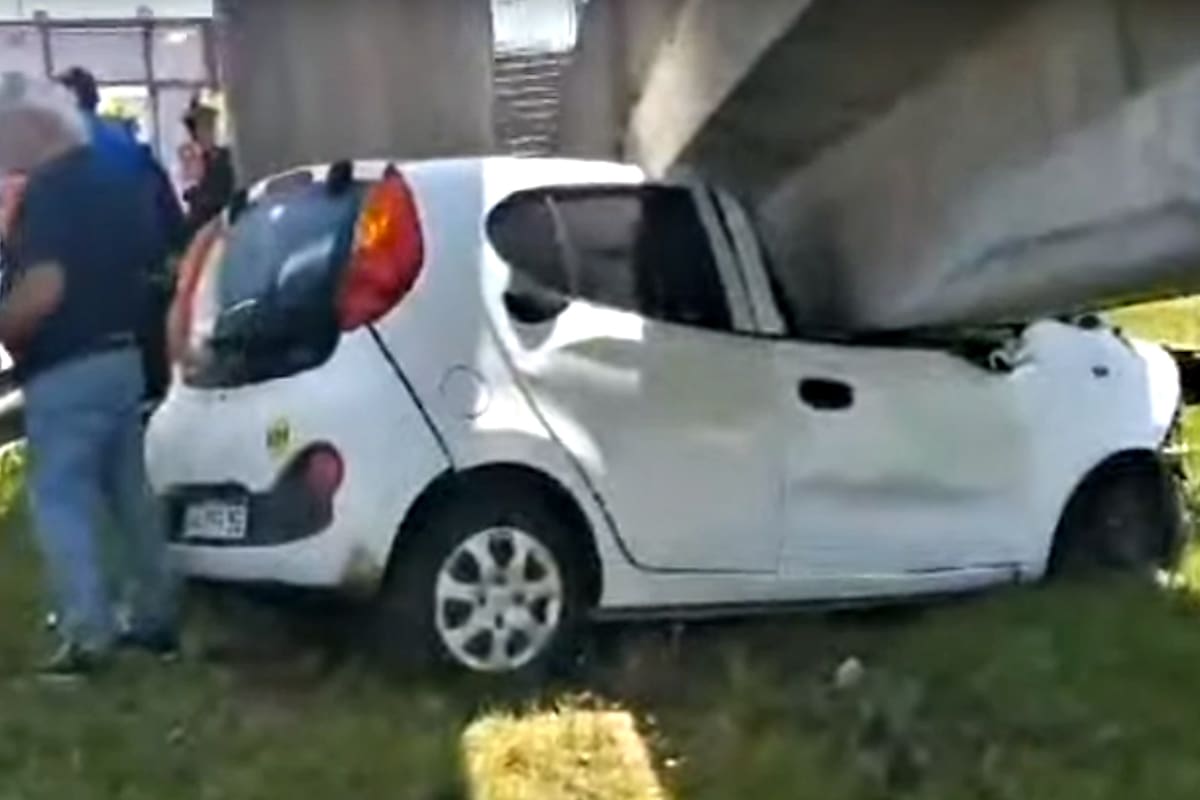 Un auto chocó un puente peatonal en la Panamericana