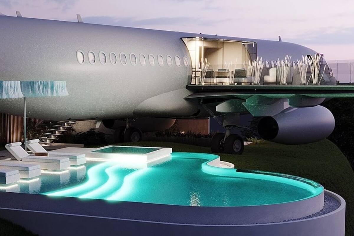 Un avión Boeing 737 fue transformado en una villa con todas las comodidades; se encuentra en un acantilado de la playa de Nyang-Nyang
