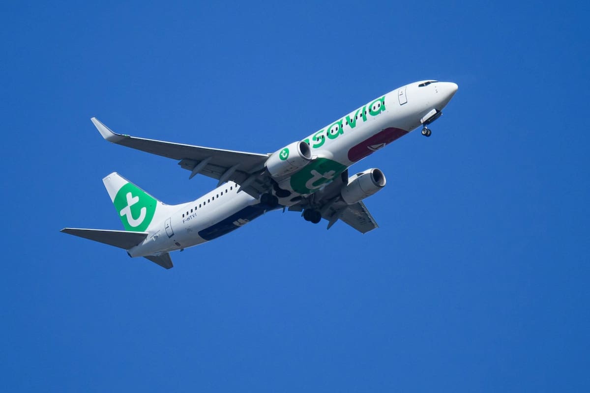 Un avión de Transavia, la aerolínea de bajo costo del grupo Air France-KLM (Loic Venance / AFP)