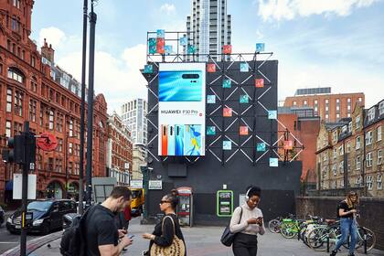 Un aviso de Huawei en Londres, en una escena de mayo pasado