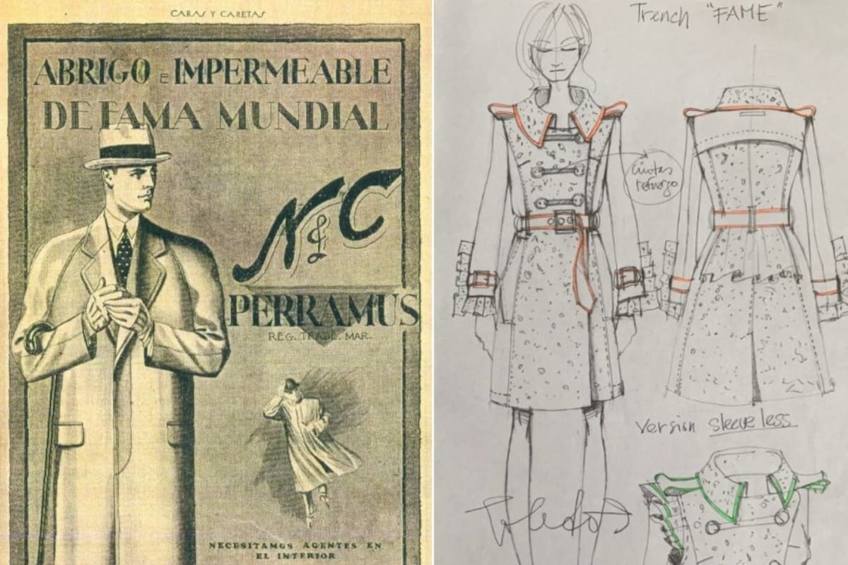 Un aviso publicitario de Perramus de antaño, y un boceto de Mariano Toledo, director creativo de Perramus New Generation