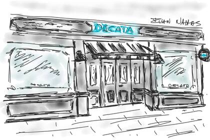 Un boceto a mano alzada hecho por Iván para uno de los locales de Decata