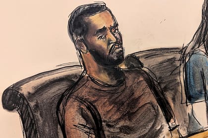 Un boceto de Sean Combs en la corte de Nueva York, en su primer día de juicio, el 12 de mayo de 2025