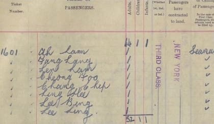 Un boleto único registra los nombres de los ocho pasajeros chinos en el Titanic, seis de ellos sobrevivieron