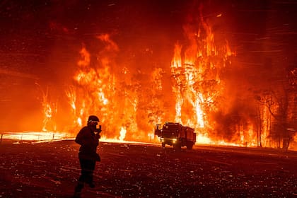 Un bombero, ante el avance de las llamas en Orangeville, al sur de Sídney