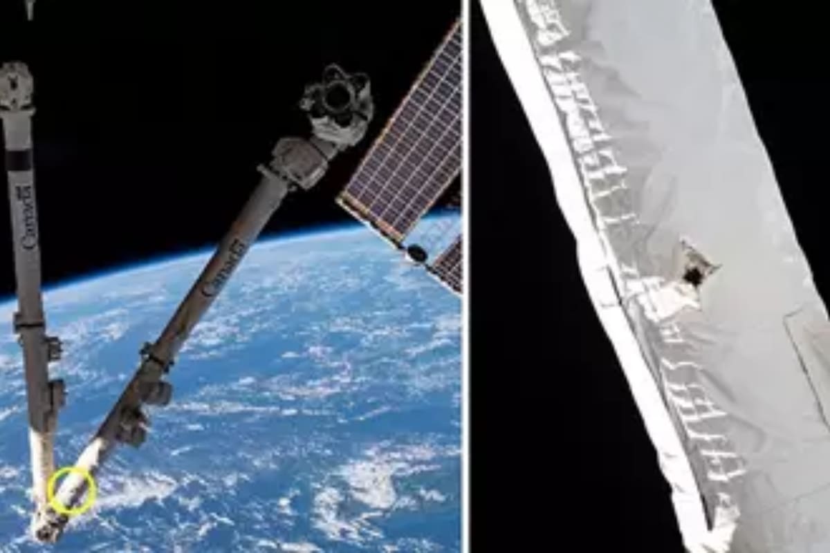 Un brazo robótico de la Estación Espacial Internacional se vio afectada por el impacto contra desechos orbitales