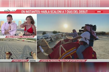 Un camarógrafo se cayó del camello mientras trataba de bajar.