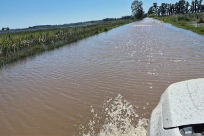 Un camino rural lleno de agua