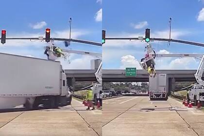 Un camión atropelló a hombre que trabajaba subido a una grúa