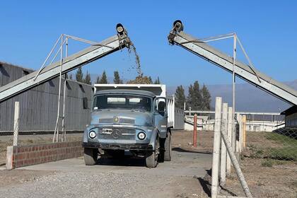 Un camión que carga guano