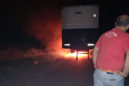 Un camión que transportaba vacas se prendió fuego