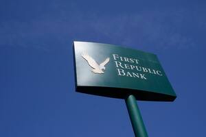 Un cartel de First Republic Bank en San Francisco (Foto AP /Jeff Chiu)