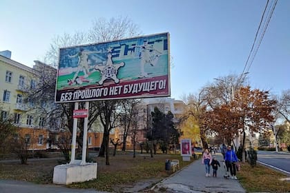 Un cartel publicitando al equipo de fútbol del Sheriff, este martes en Tiraspol.