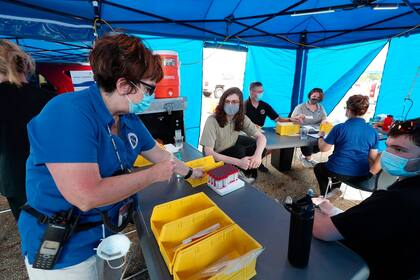 Un centro de testeo en el Chapel Hill Mall, en Ohio