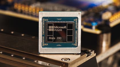 Un chip Maia 200 de Microsoft, diseñado para tareas de inferencia en modelos de inteligencia artificial