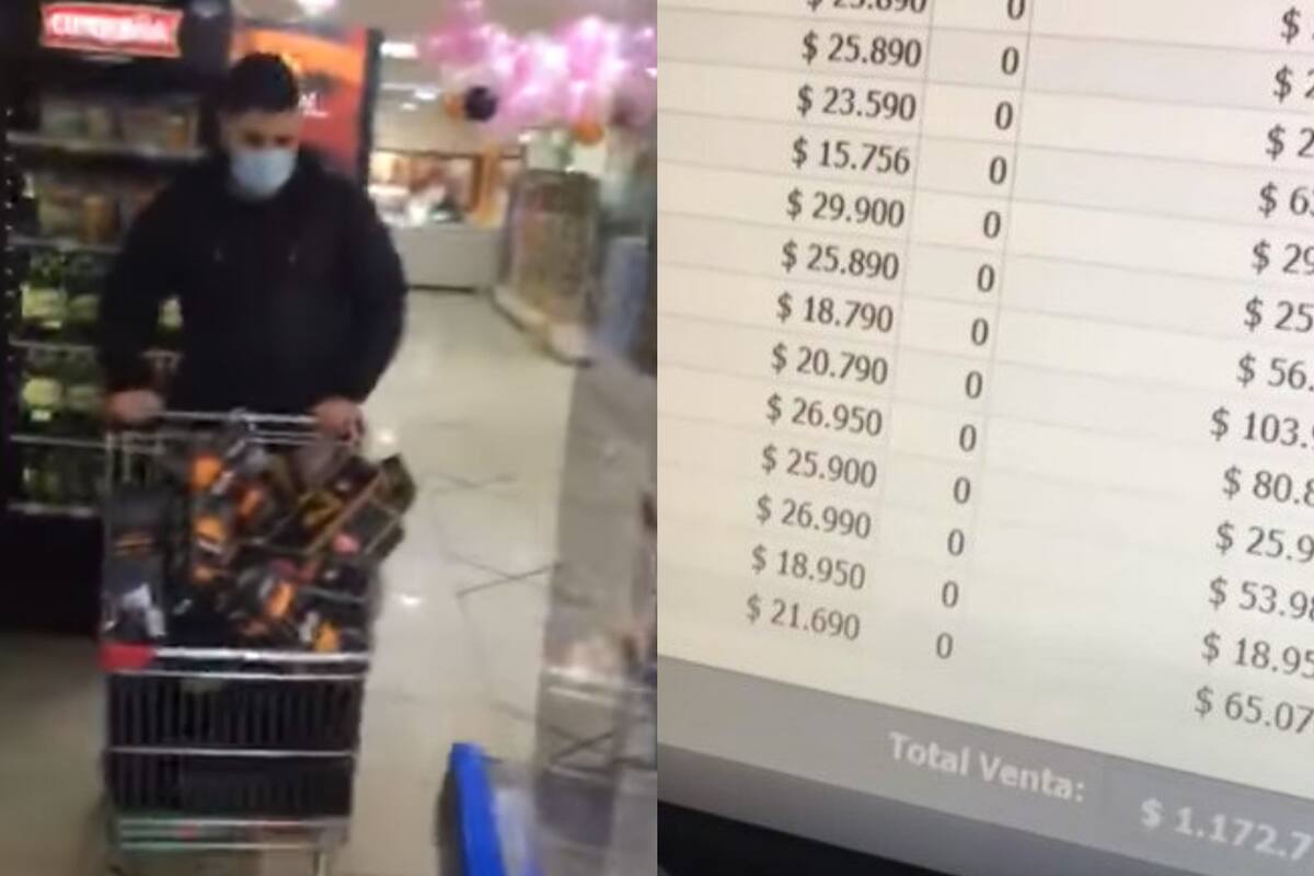 Un cliente se ganó 60 minutos en un supermercado para llevarse gratis lo que pudiera agarrar y vació la góndola de bebidas alcohólicas