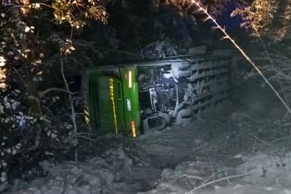 Un colectivo volcó en el Camino de los siete Lagos y un vecino rescató a 15 personas