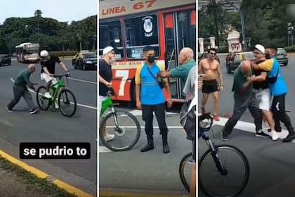 Un conductor y un ciclista terminaron a las trompadas en plena Avenida del Libertador