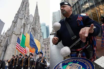 Un desfile frente a la Catedral de San Patricio,