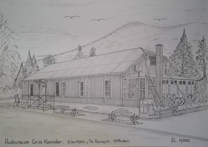 Un dibujo antiguo de la icónica esquina del pueblo.