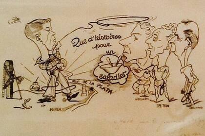 Un dibujo que publicó un diario belga, con el "gaucho" Morea intentando enlazar al equipo belga
