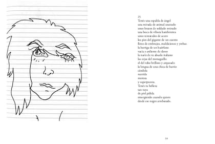 Un díptico del profuso ida y vuelta entre los dibujos de Juliana Lafitte de Mondongo y los poemas de la cineasta Albertina Carri
