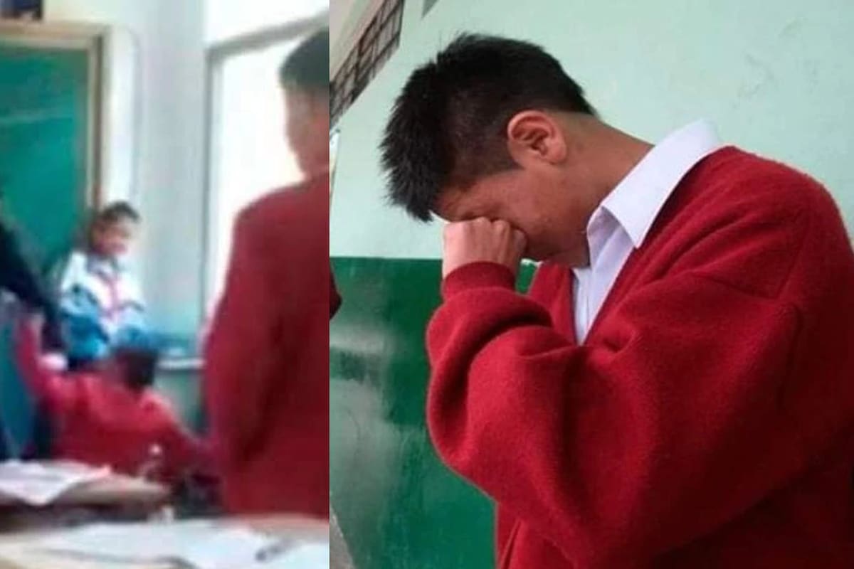Un docente de una escuela de Perú golpeó a uno de sus alumnos porque le hacía bullying a otro compañero